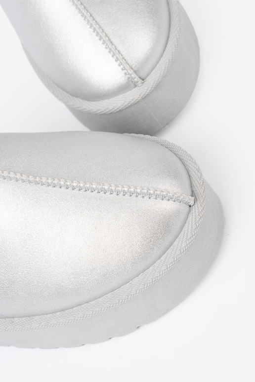 zilvere kleur SnoInboots voor dames met bont i platformą