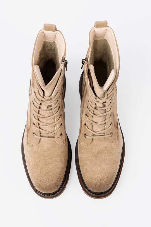 van suède beige schoenen z solidnym bieżnikiem