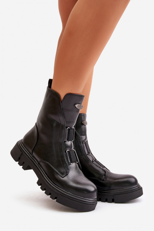 réchauffer Bottines de travail Féminin Au Château Eko Peau couleur noire Il fautilyra