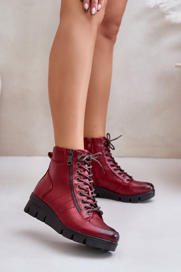 réchauffer Bottes pour femmes avec une plateforme I Koturnie Bourgogne Savindria 2