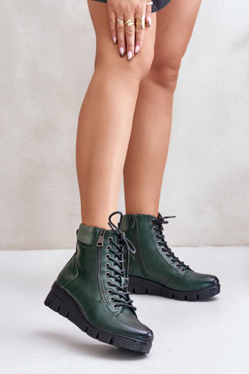 réchauffer Bottes pour femmes avec une plateforme I Koturnie couleur kaki Savindria 2