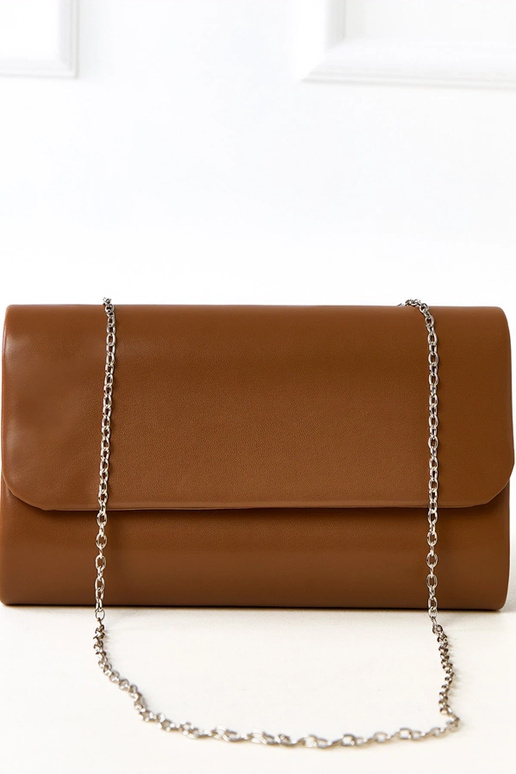 Zandkleurige envelopvormige handtas...