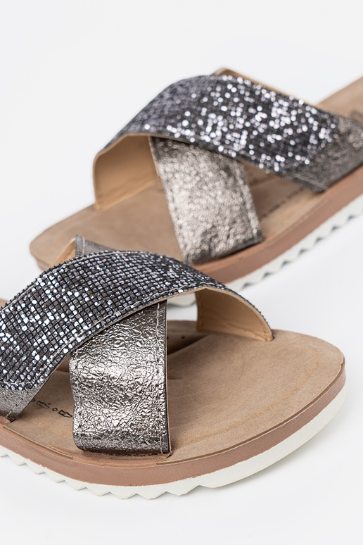 Metallic ontInerp slippers dames met Initte zool