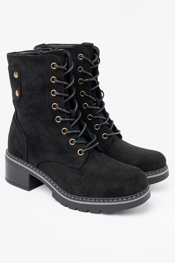 schZuarze Farbe geschnürt hohe Reitstiefel z grubą podeszZuą