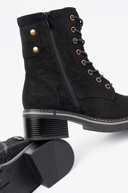 schZuarze Farbe geschnürt hohe Reitstiefel z grubą podeszZuą