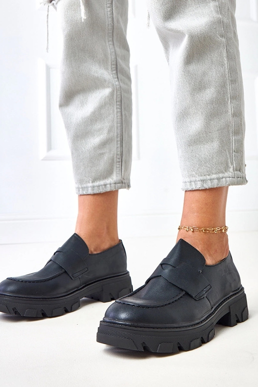 Schwarze matte Damen-Mokassins Kirna