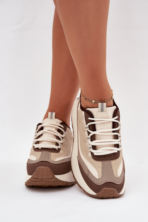 Sneakers model schoenen Dames met platform Big Star SS274002 HI-POLY SYSTEM beige Sneakers model schoenen Dames met platform Big Star SS274002 HI-POLY SYSTEM beige