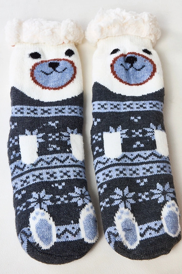 Graphitfarbene Socken mit Fell Lotis 2