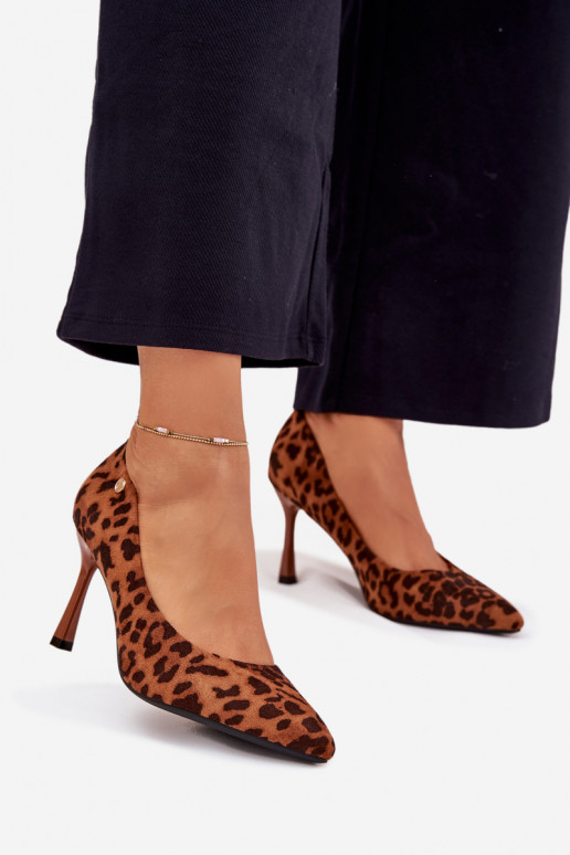 Dames hoge hakken met een luipaardprint „Vinceza 62264" bruine kleur