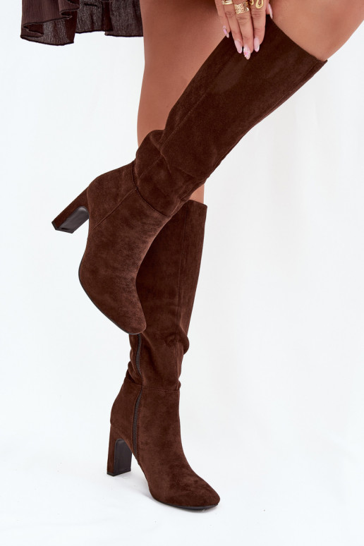 Bottes longues isolées pour femmes avec talons, couleur chocolat « Zamira » Bottes longues isolées pour femmes avec talons, couleur chocolat « Zamira »