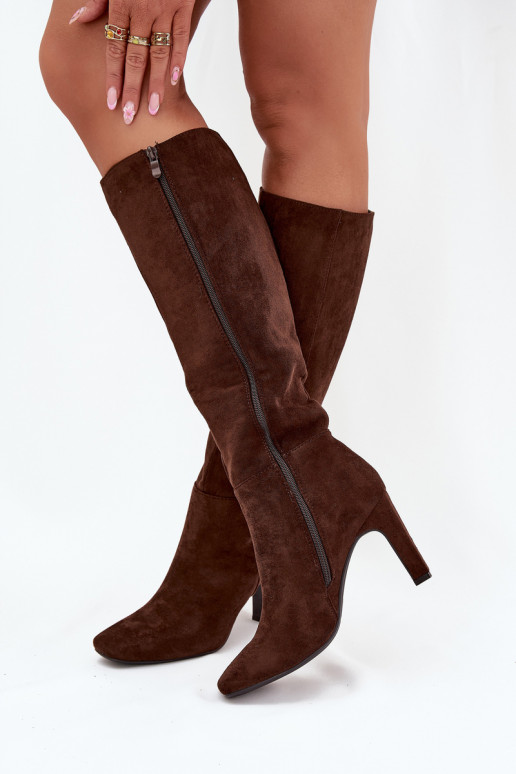 Bottes longues isolées pour femmes avec talons, couleur chocolat « Zamira » Bottes longues isolées pour femmes avec talons, couleur chocolat « Zamira »