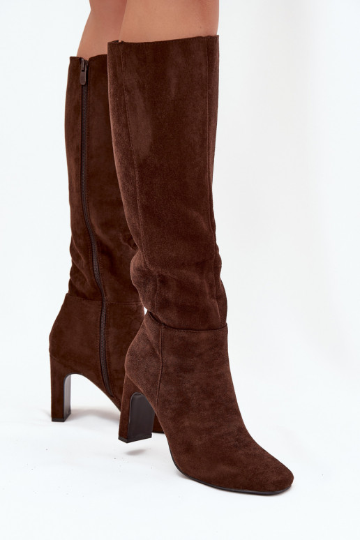 Bottes longues isolées pour femmes avec talons, couleur chocolat « Zamira » Bottes longues isolées pour femmes avec talons, couleur chocolat « Zamira »