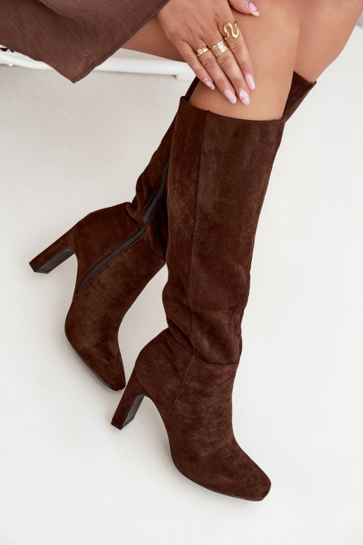 Bottes longues isolées pour femmes avec talons, couleur chocolat « Zamira » Bottes longues isolées pour femmes avec talons, couleur chocolat « Zamira »