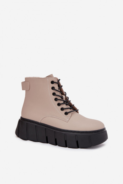 Peau réchauffer Bottes pour femmes avec une plateforme Vinceza 66803 beige Peau réchauffer Bottes pour femmes avec une plateforme Vinceza 66803 beige