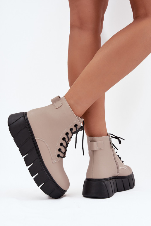 Peau réchauffer Bottes pour femmes avec une plateforme Vinceza 66803 beige Peau réchauffer Bottes pour femmes avec une plateforme Vinceza 66803 beige
