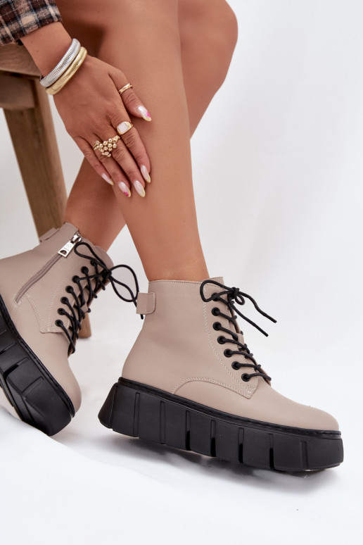 Peau réchauffer Bottes pour femmes avec une plateforme Vinceza 66803 beige Peau réchauffer Bottes pour femmes avec une plateforme Vinceza 66803 beige