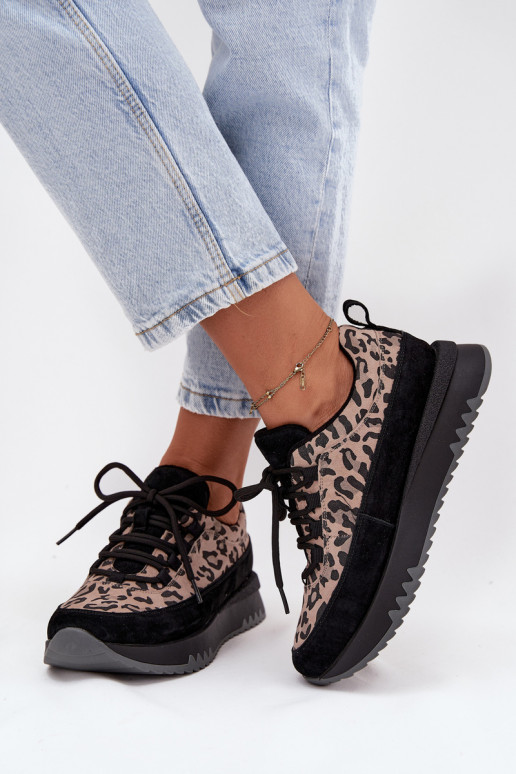 van suède opInarmen Sneakers model schoenen Dames met platform Vinceza 66836 met luipaardbontpatronen zInart van suède opInarmen Sneakers model schoenen Dames met platform Vinceza 66836 met luipaardbontpatronen zInart