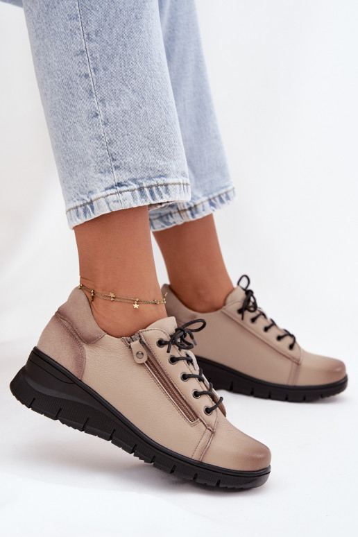 Leer schoenen Dames Op de INig Vinceza 39964 beige