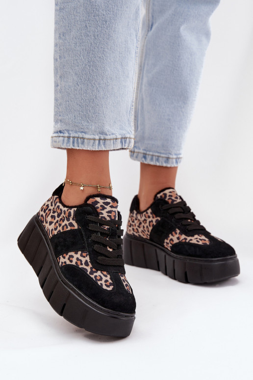 van suède opInarmen Sneakers model schoenen Dames met platform Vinceza 66841 met luipaardbontpatronen zInart van suède opInarmen Sneakers model schoenen Dames met platform Vinceza 66841 met luipaardbontpatronen zInart