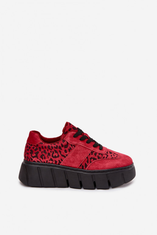 en daim réchauffer Chaussures modèle baskets Féminin avec une plateforme Vinceza 66841 avec des motifs en fourrure de léopard co