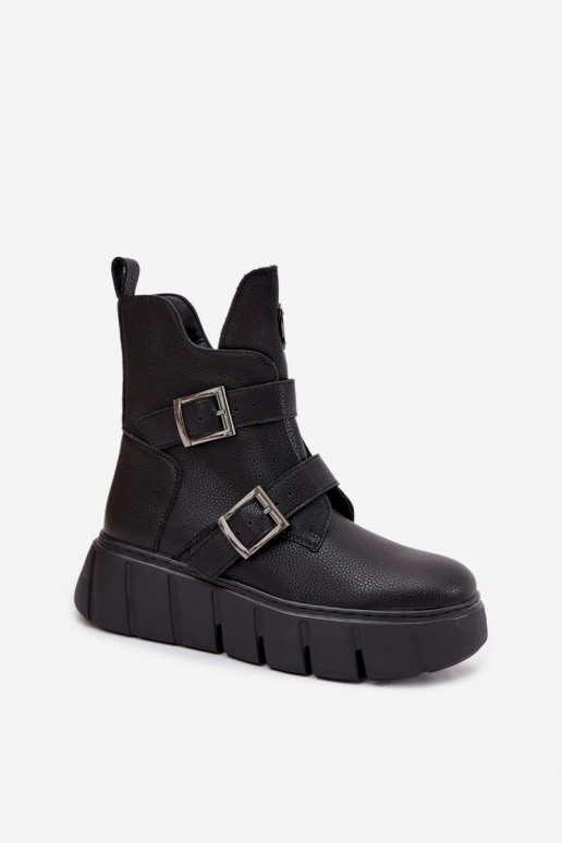Haut sich Zuarm laufen Damenstiefel mit einer Plattform mit Schnallen Vinceza 66842 schZuarze Farbe Haut sich Zuarm laufen Damenstiefel mit einer Plattform mit Schnallen Vinceza 66842 schZuarze Farbe