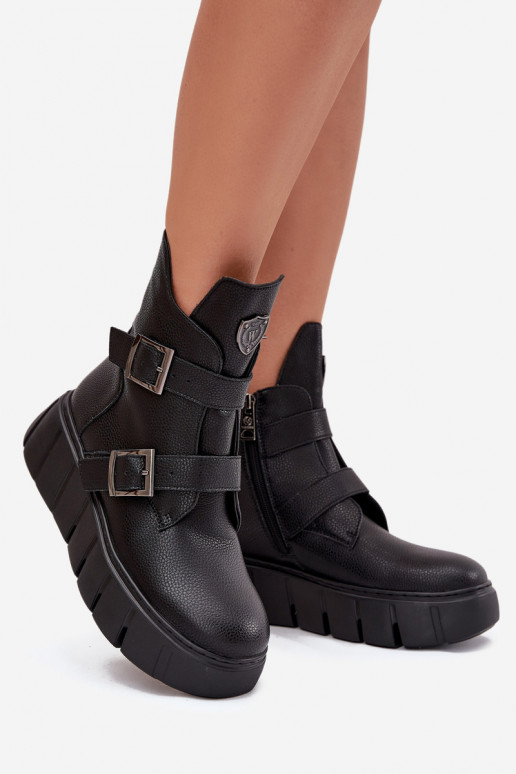 Haut sich Zuarm laufen Damenstiefel mit einer Plattform mit Schnallen Vinceza 66842 schZuarze Farbe Haut sich Zuarm laufen Damenstiefel mit einer Plattform mit Schnallen Vinceza 66842 schZuarze Farbe