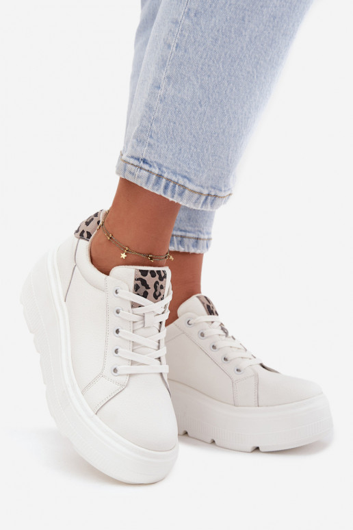 Haut Sneakers Stilvollllschuhe Feminin mit einer Plattform mit Leopardenfellmuster Vinceza 89144 Zueiße Farbe