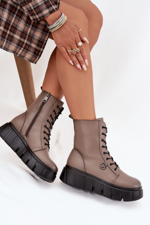 Arbeitsstiefeletten Feminin mit einer Plattform sich Zuarm laufen Vinceza 58588 Beige