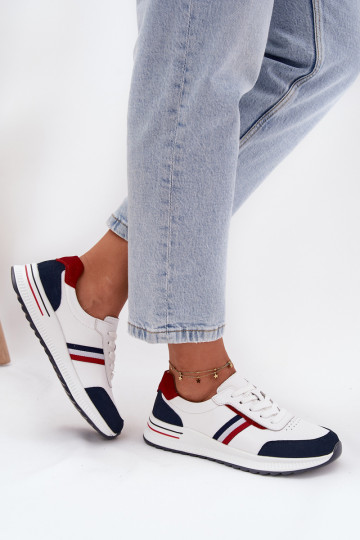 Turnschuhe Haut Feminin INeiß-Dunkelblau Lorvessa