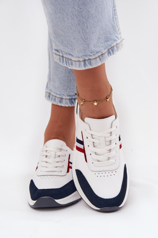 Turnschuhe Haut Feminin INeiß-Dunkelblau Lorvessa