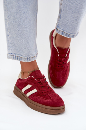 Sneakers Stilvollllschuhe Feminin aus INildleder mit einer Plattform Burgund Sylviona
