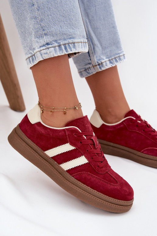 Sneakers model schoenen Dames van suède met platform bordeaux Sylviona