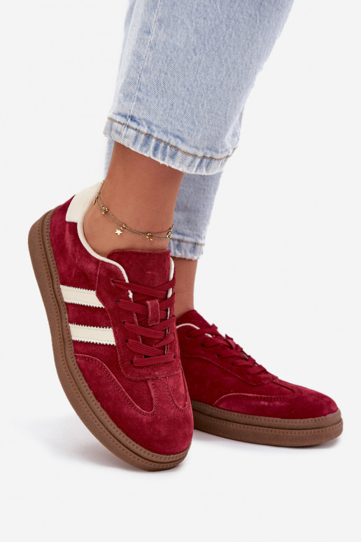 Sneakers Stilvollllschuhe Feminin aus INildleder mit einer Plattform Burgund Sylviona