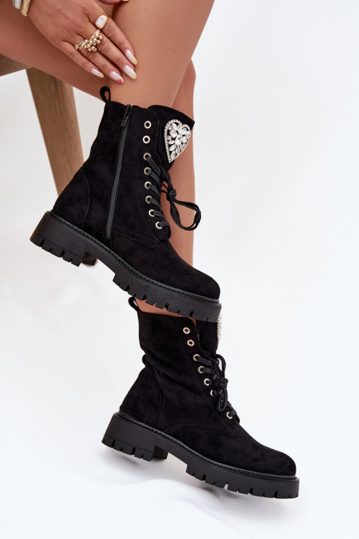 Bottines de travail Féminin aux yeux brillants Activé Języku couleur noire Rosira Bottines de travail Féminin aux yeux brillants Activé Języku couleur noire Rosira