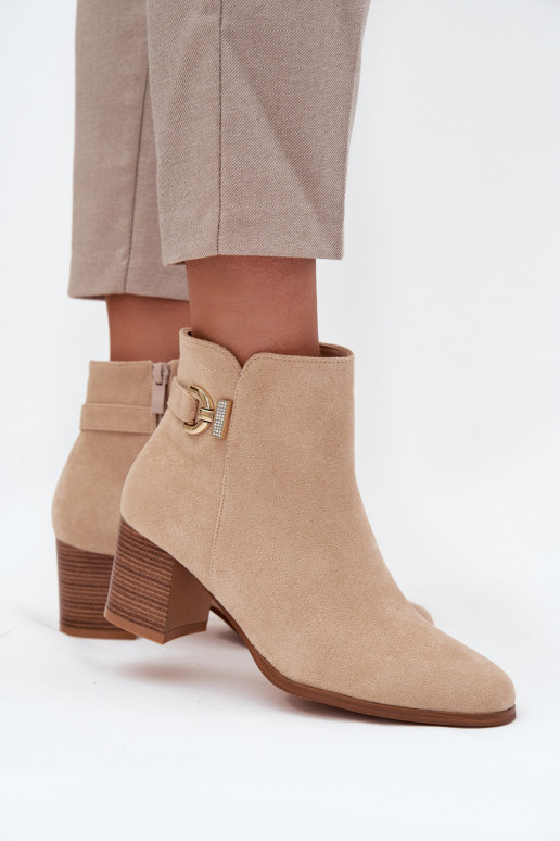 sich Zuarm laufen Damenstiefel Ze goldene Farbem Detalem Beige Renora