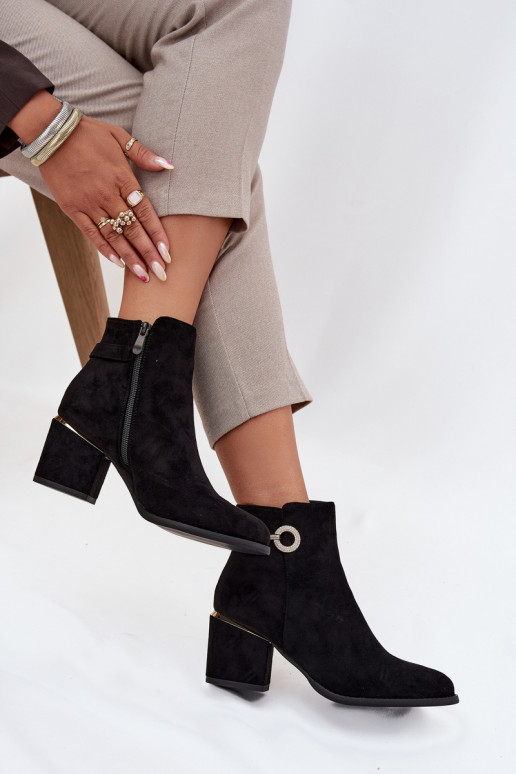 sich Zuarm laufen Damenstiefel Ze goldene Farbemi Detalami mit Absätzen schZuarze Farbe Dorisse