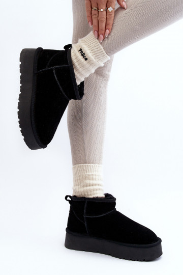 À la mode en daim Faible Bottes de neige couleur noire Nucca 2