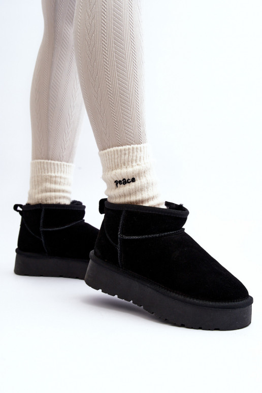 Modisch aus INildleder Niedrig Schneestiefel schZuarze Farbe Nucca