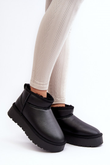 Peau Féminin Bottes de neige avec une plateforme couleur noire Loreley 2