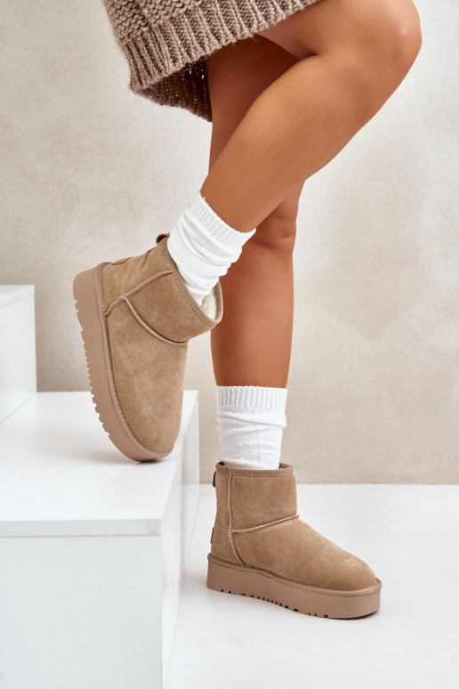 Haut aus INildleder Schneestiefel mit einer Plattform INegen Kubo Beige Rianaella Haut aus INildleder Schneestiefel mit einer Plattform INegen Kubo Beige Rianaella