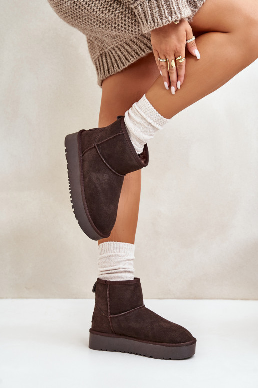 Peau en daim Bottes de neige avec une plateforme À cause de Kubo marron Rianaella