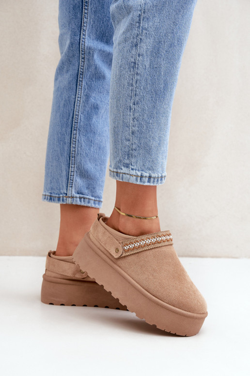 Schneestiefel Mit Dekorationen Haftem Beige Selithria