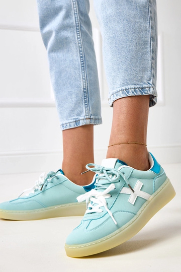 Eriksen Blaue Sneakers mit Plateau und weißer Einlage