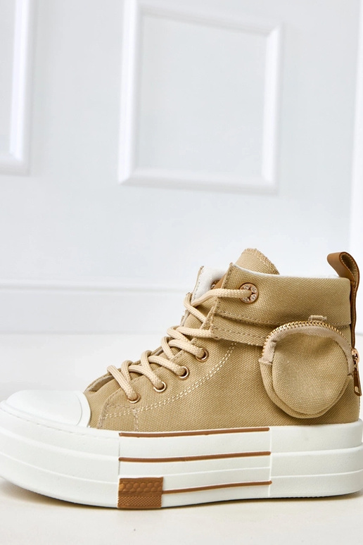 Bruine hoge sneakers met plateau en... Bruine hoge sneakers met plateau en...