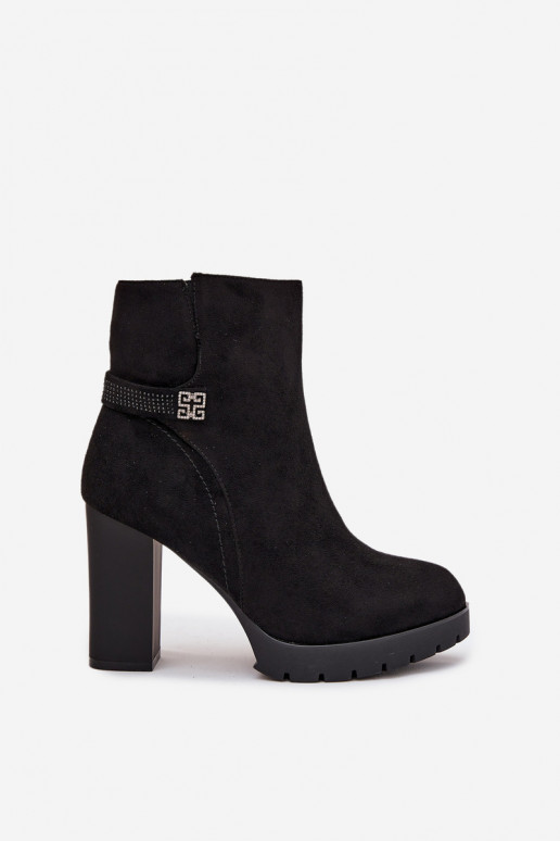 réchauffer Bottes pour femmes avec des talons décorés couleur noire Zayna