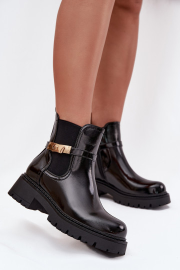 avec effet vernis bottes élégantes réchauffer avec des talons décorés couleur noire Vivessa