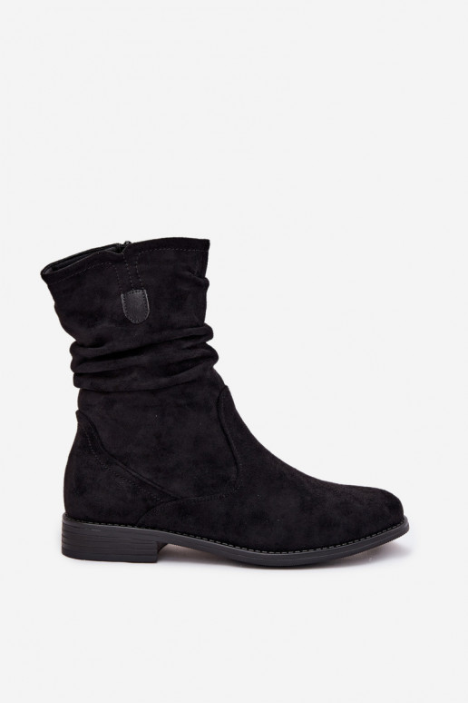 réchauffer Bottes pour femmes Avec un haut frisé avec des talons larges couleur noire Krisia