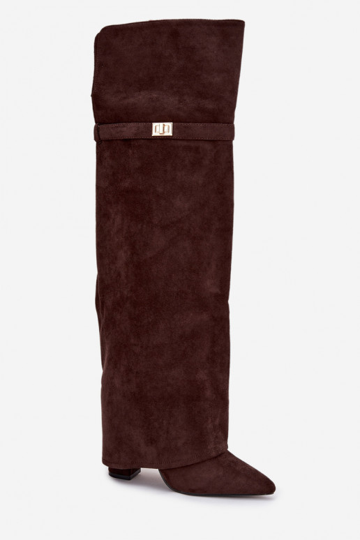 opInarmen laarzenINyIniniętą CholeInką boven de knie Obcas Słupek CzekoladoIne Serelle opInarmen laarzenINyIniniętą CholeInką boven de knie Obcas Słupek CzekoladoIne Serelle