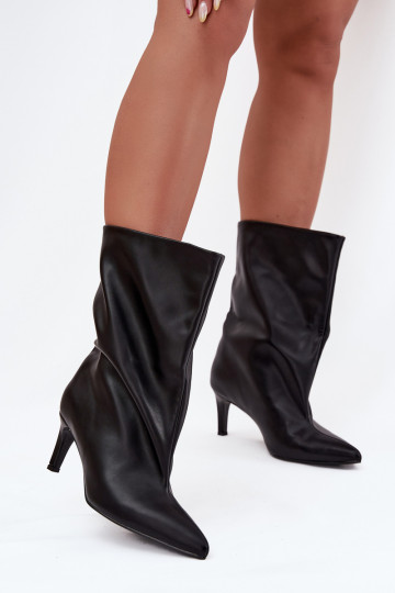 Bottines femme à enfiler avec talons fins, couleur noire Solvienne 2