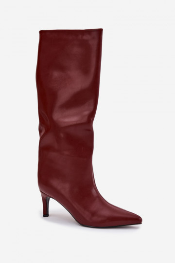 Damenstiefel Ein überzeugendes Stilvollll sich Zuarm laufen mit dünnen Absätzen Burgund Olivienne 2